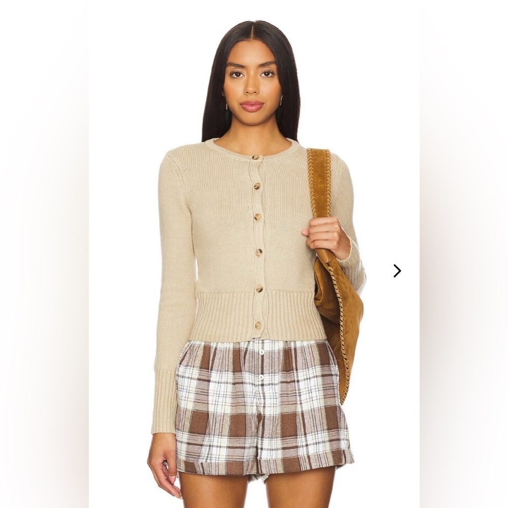 Lovers & Friends Ayden Button Down Cardigan in Beige